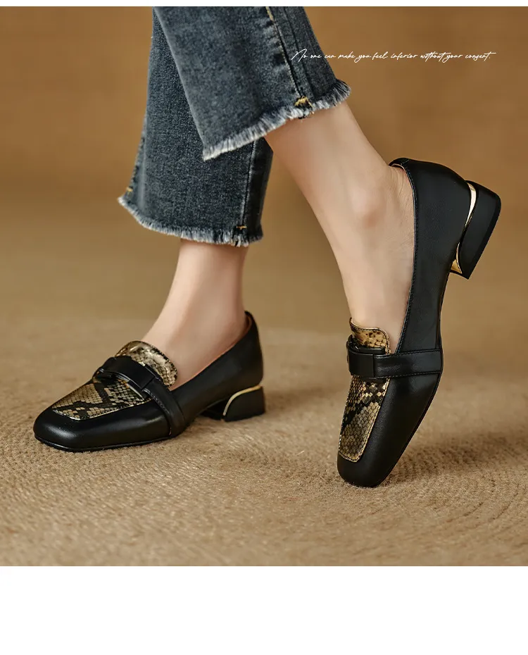 Autumn square-toe chunky heel high-heeled slip-on fashion shoes for women