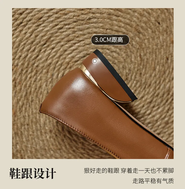 Autumn square-toe chunky heel high-heeled slip-on fashion shoes for women