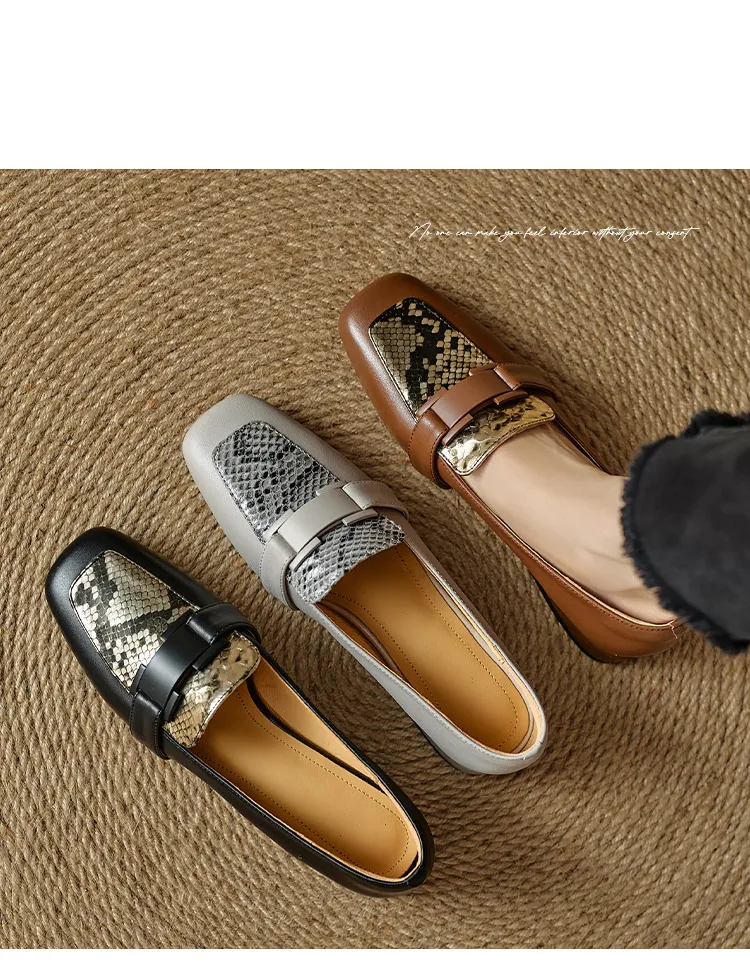 Autumn square-toe chunky heel high-heeled slip-on fashion shoes for women