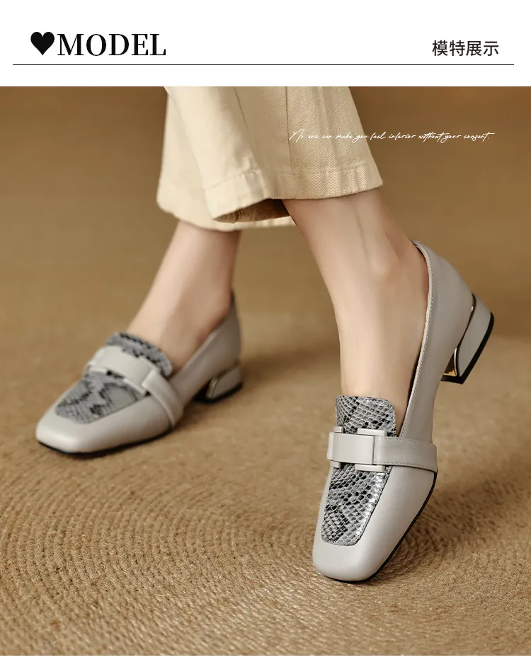 Autumn square-toe chunky heel high-heeled slip-on fashion shoes for women