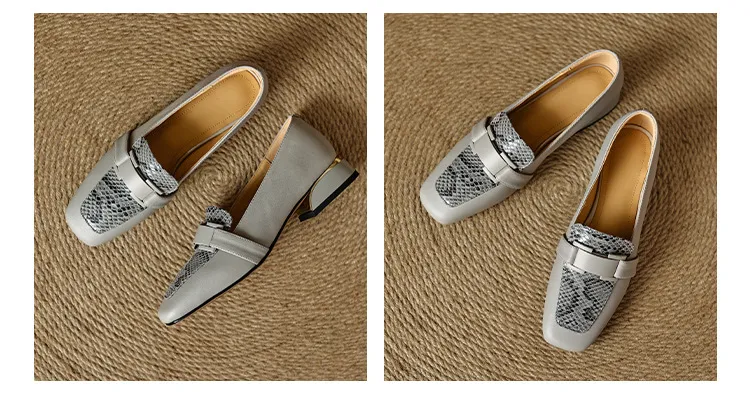 Autumn square-toe chunky heel high-heeled slip-on fashion shoes for women
