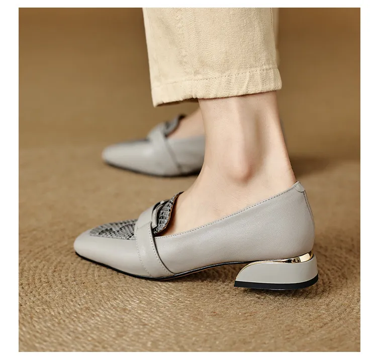 Autumn square-toe chunky heel high-heeled slip-on fashion shoes for women