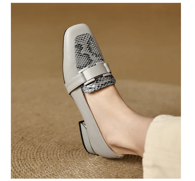 Autumn square-toe chunky heel high-heeled slip-on fashion shoes for women