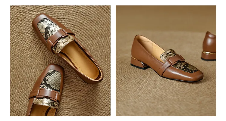 Autumn square-toe chunky heel high-heeled slip-on fashion shoes for women