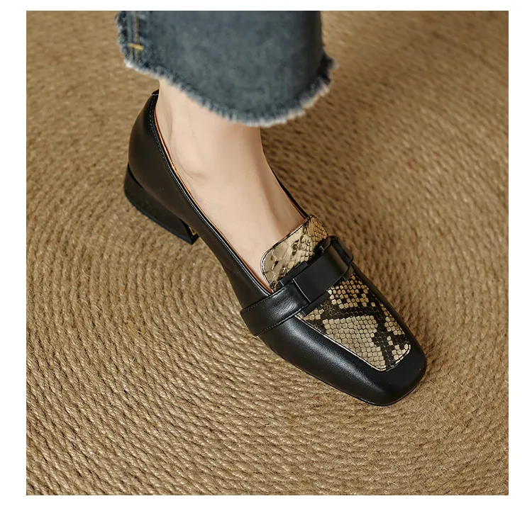 Autumn square-toe chunky heel high-heeled slip-on fashion shoes for women
