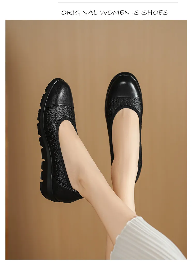 Autumn round-toe platform flats, comfortable sheepskin women's shoes, brown and black.