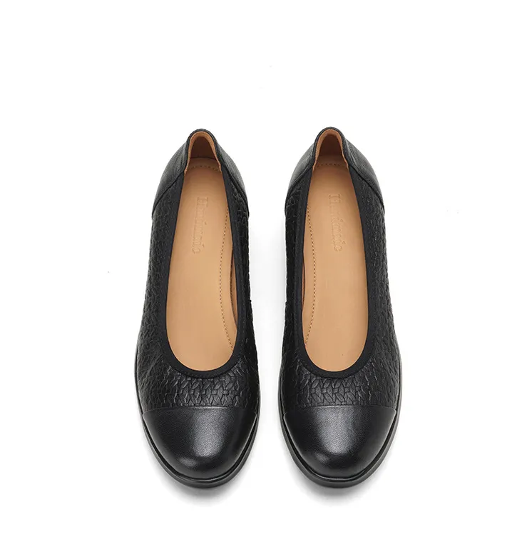 Autumn round-toe platform flats, comfortable sheepskin women's shoes, brown and black.