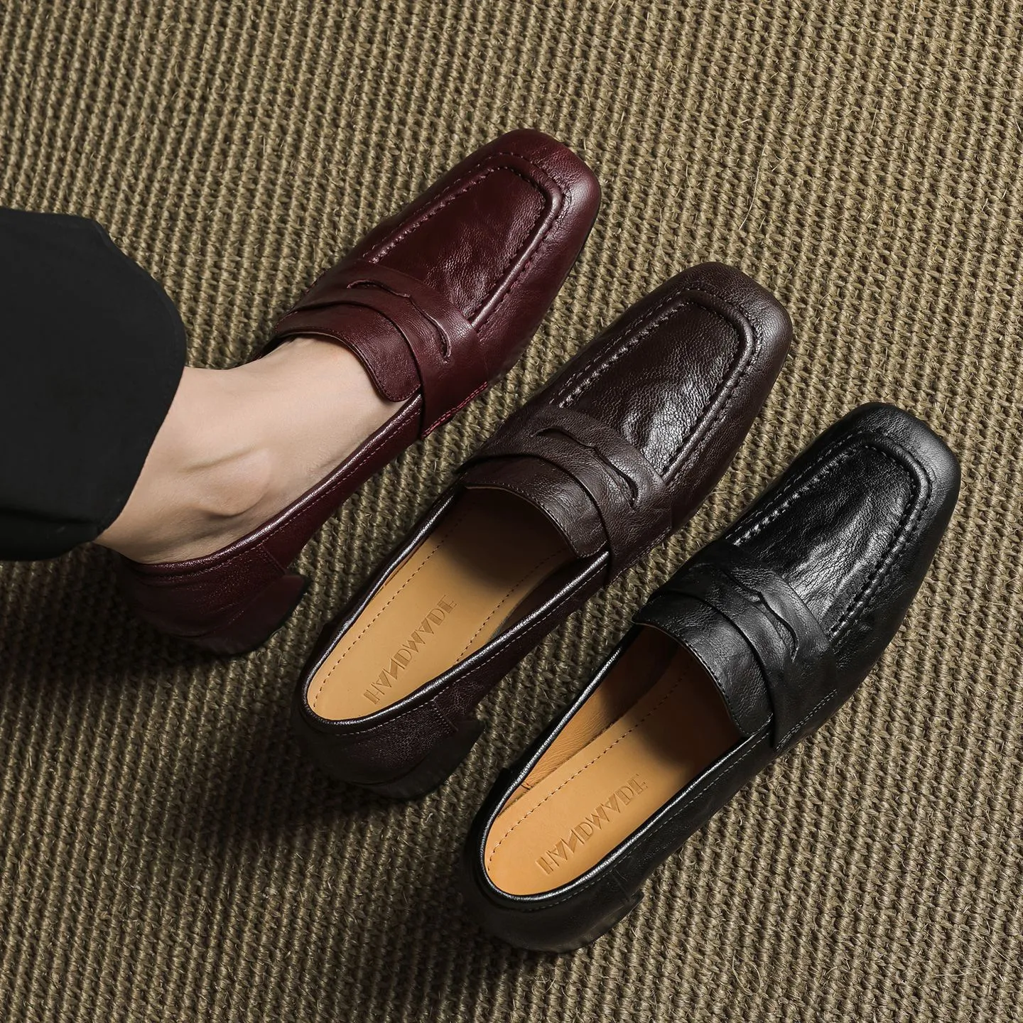 Autumn square-toe chunky heel high heel mid heel slip-on solid color fashion women's shoes