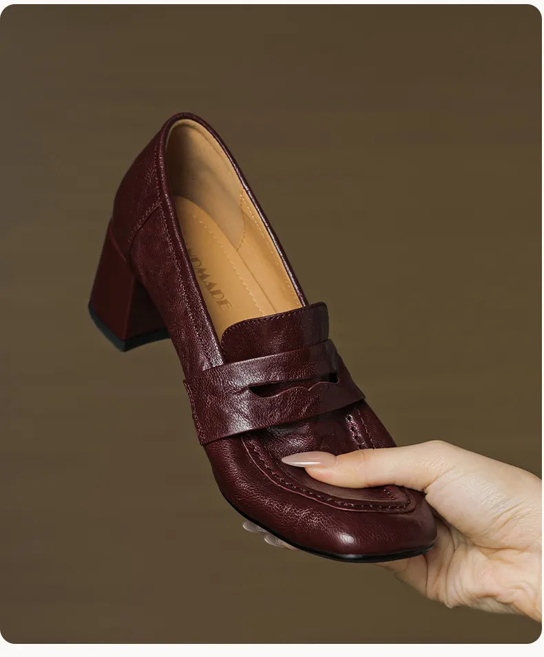 Autumn square-toe chunky heel high heel mid heel slip-on solid color fashion women's shoes