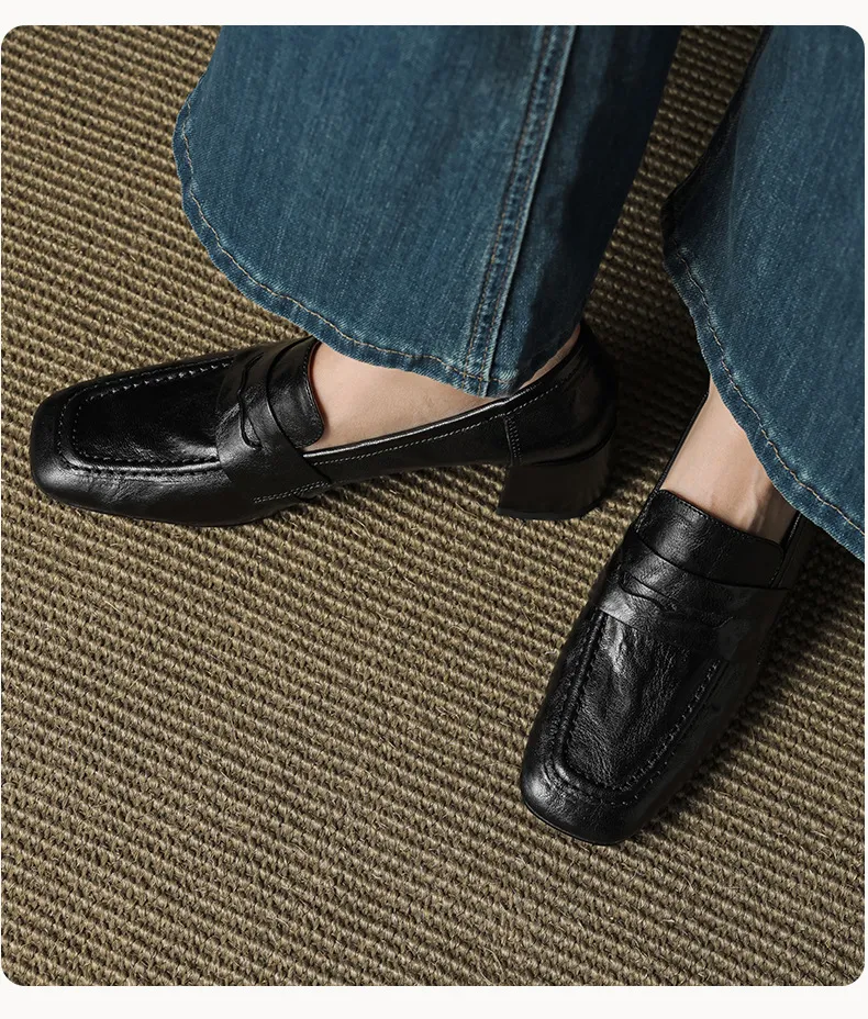 Autumn square-toe chunky heel high heel mid heel slip-on solid color fashion women's shoes