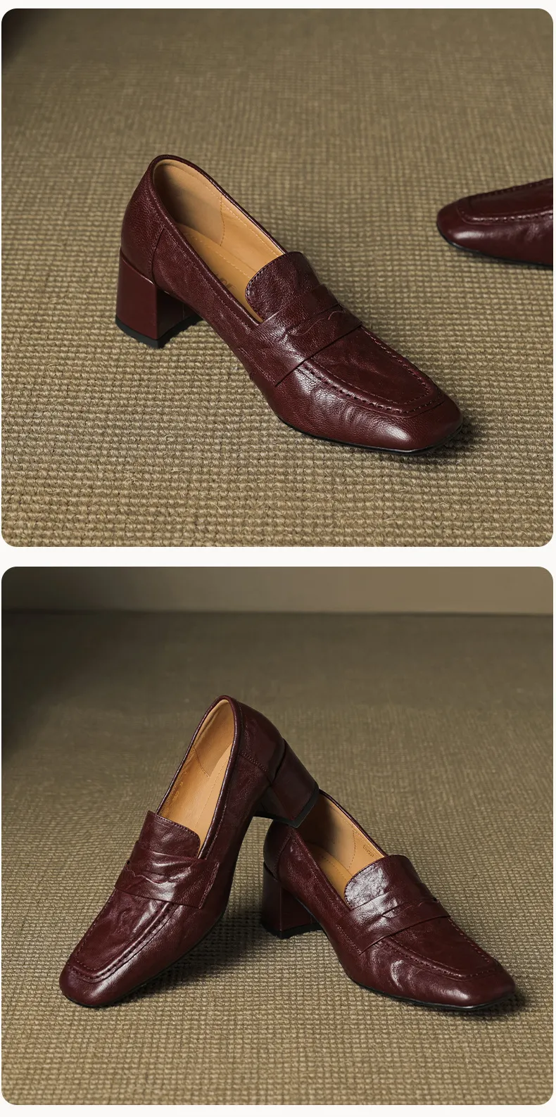 Autumn square-toe chunky heel high heel mid heel slip-on solid color fashion women's shoes