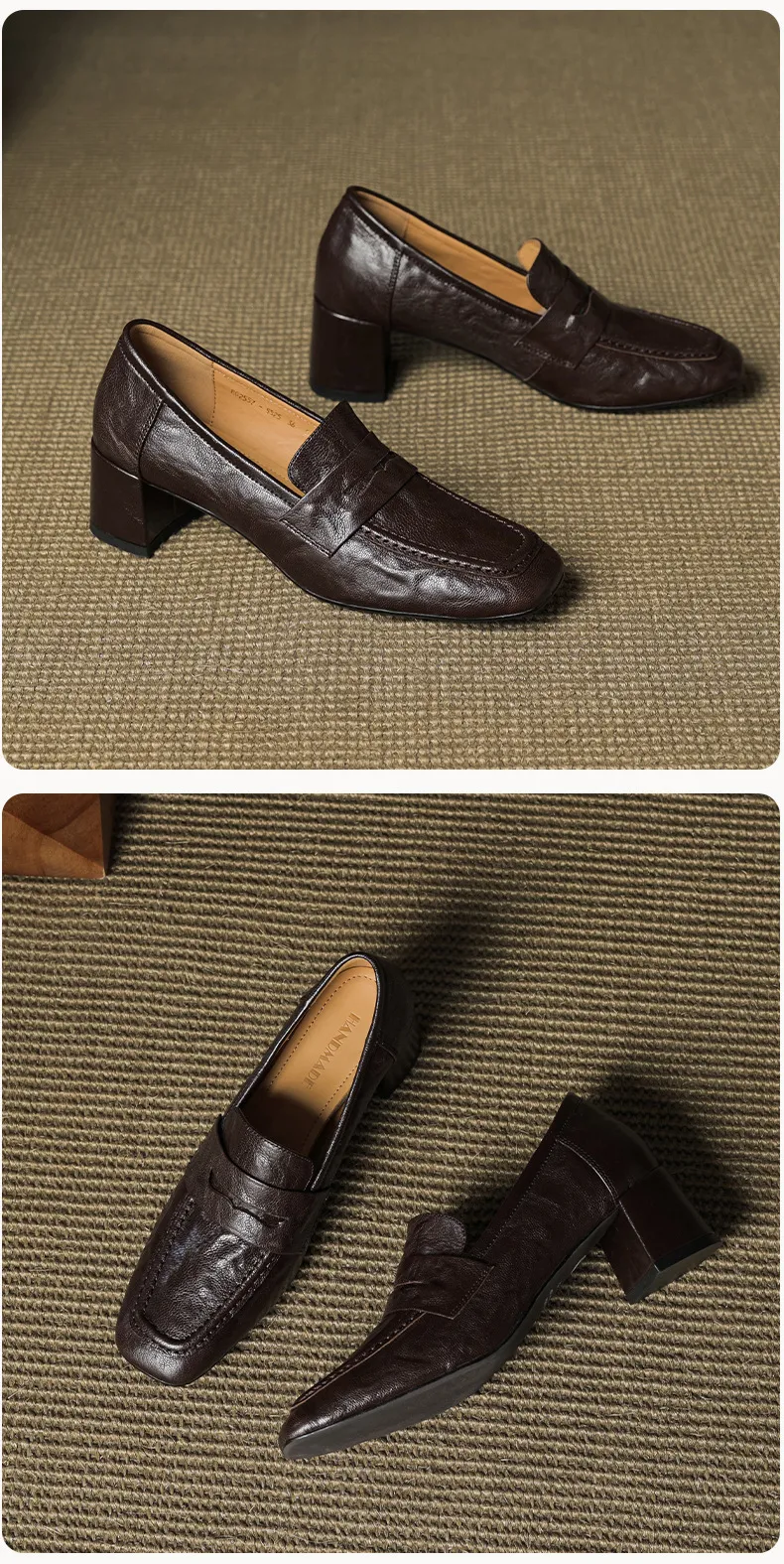 Autumn square-toe chunky heel high heel mid heel slip-on solid color fashion women's shoes