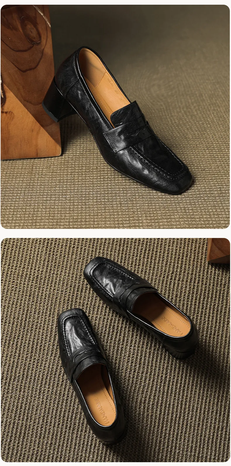 Autumn square-toe chunky heel high heel mid heel slip-on solid color fashion women's shoes
