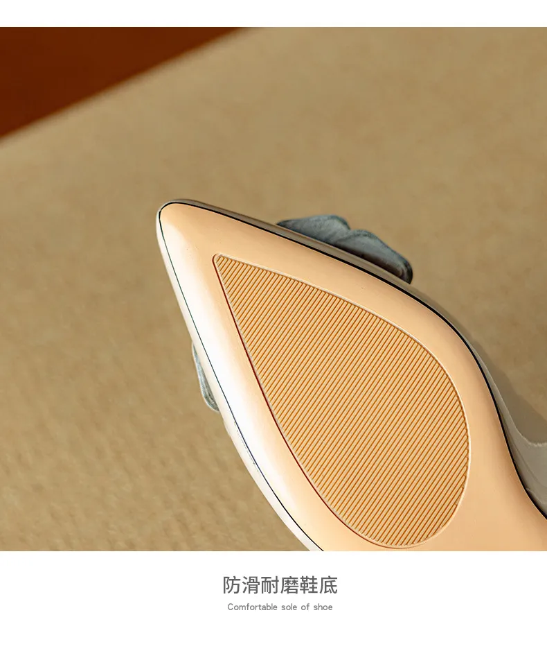 Autumn pointed-toe low-heel camellia sheepskin fashion shoes