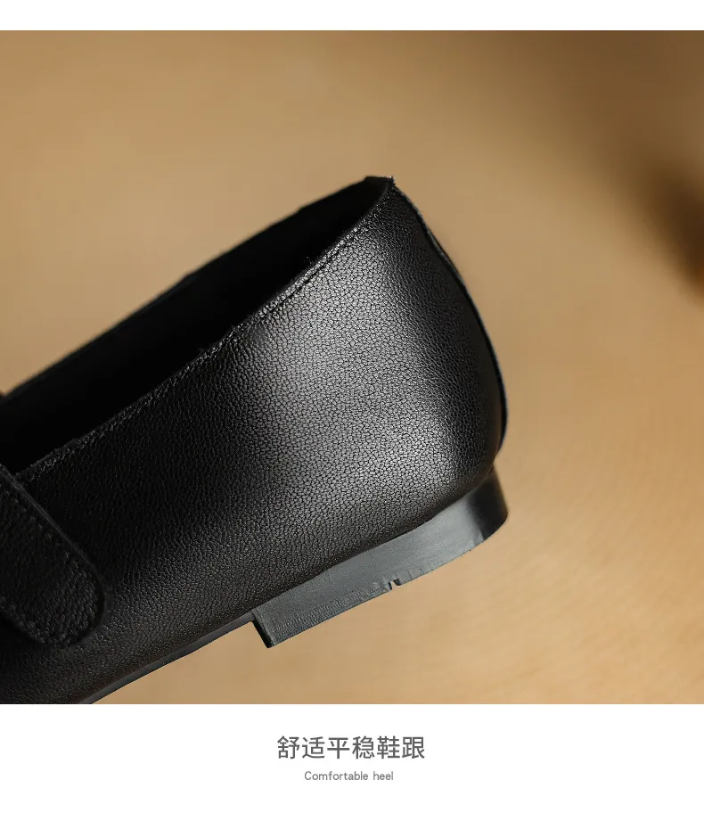 Autumn flat round-toe slip-on shoes, comfortable and soft sheepskin, fashion women's shoes, black, brown, red.