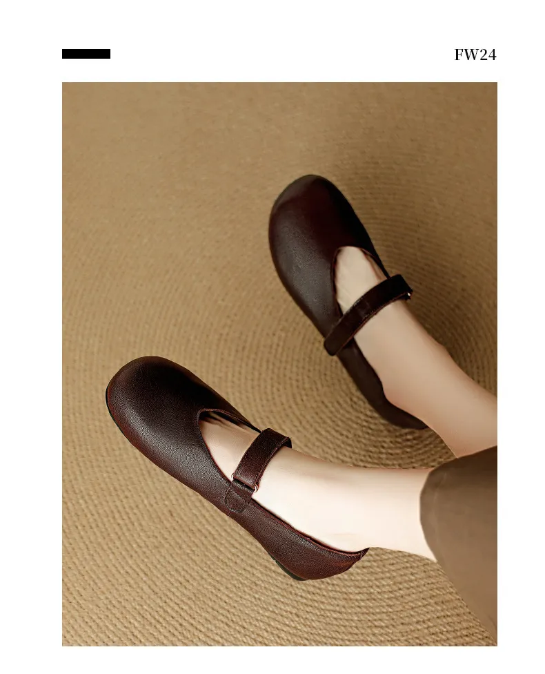 Autumn flat round-toe slip-on shoes, comfortable and soft sheepskin, fashion women's shoes, black, brown, red.