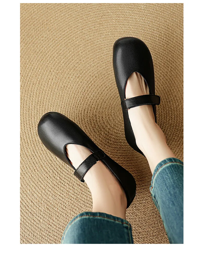 Autumn flat round-toe slip-on shoes, comfortable and soft sheepskin, fashion women's shoes, black, brown, red.