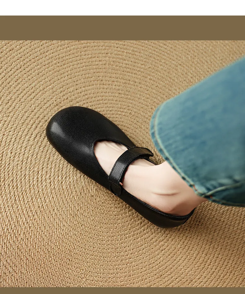 Autumn flat round-toe slip-on shoes, comfortable and soft sheepskin, fashion women's shoes, black, brown, red.