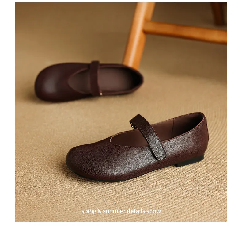 Autumn flat round-toe slip-on shoes, comfortable and soft sheepskin, fashion women's shoes, black, brown, red.