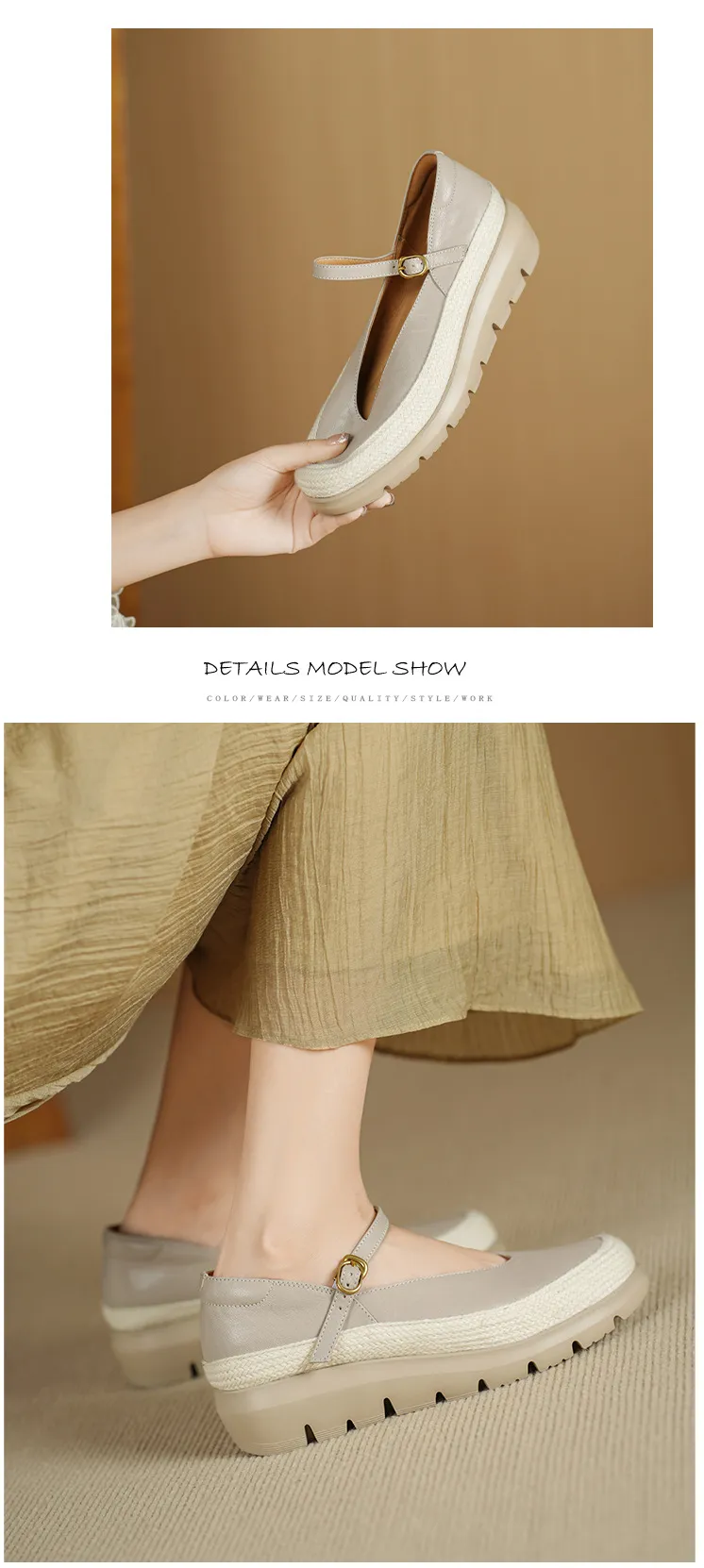 Autumn Thick-Soled Low-Cut Sheepskin Buckle Comfortable Color-Blocked Women's Shoes