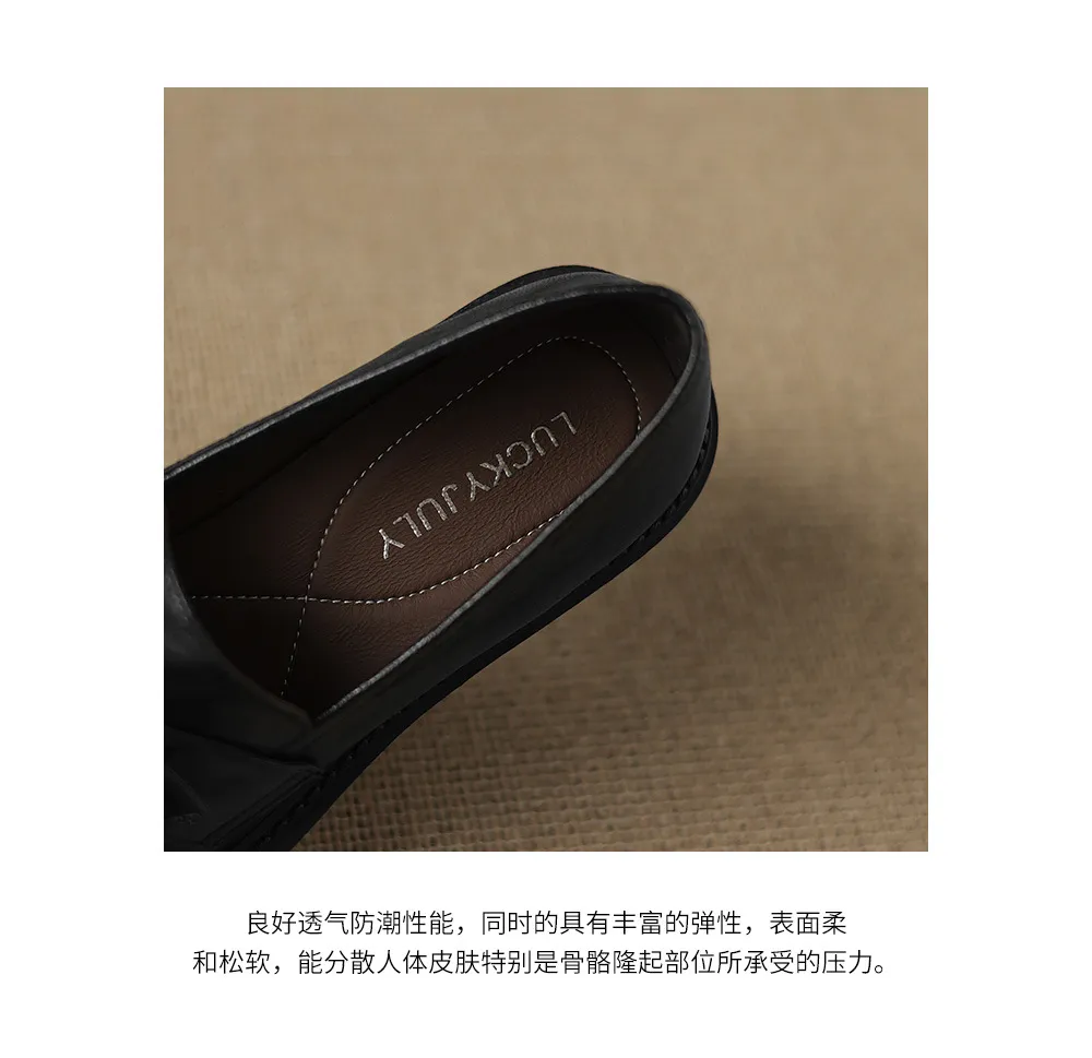 Autumn round-toe chunky heel platform loafers, comfortable sheepskin loafers, women's, black and brown, size 4041