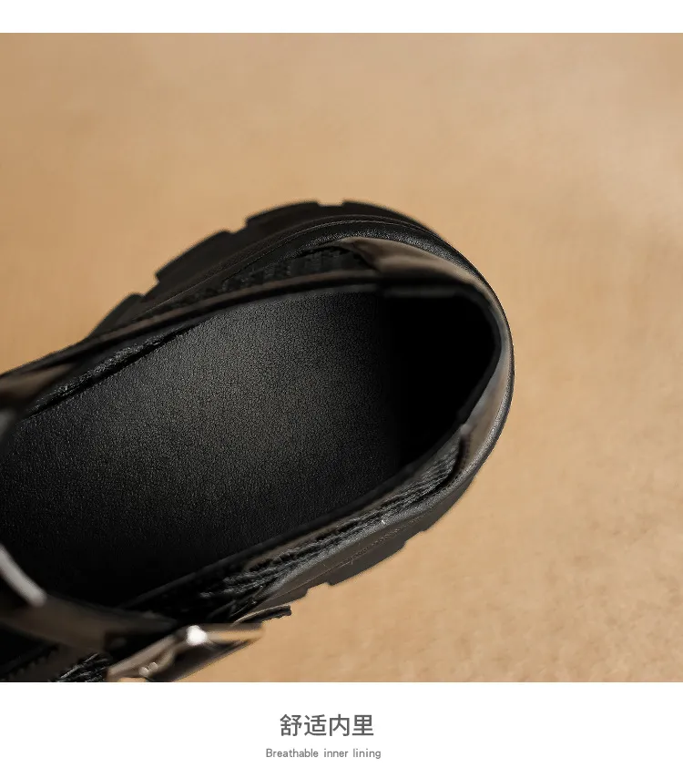 Spring/Summer low-cut, openwork mesh breathable perforated women's shoes, 6.5cm high heel, chunky heel, platform sole.