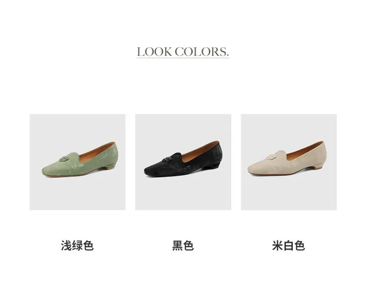 Fashionable Spring and Autumn French-style Chinese-style New Chinese style single shoes with skirts, soft soles, and floral decorations.