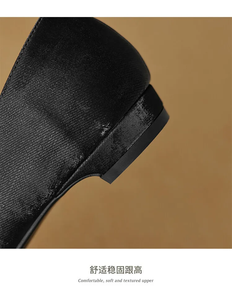 Fashionable Spring and Autumn French-style Chinese-style New Chinese style single shoes with skirts, soft soles, and floral decorations.