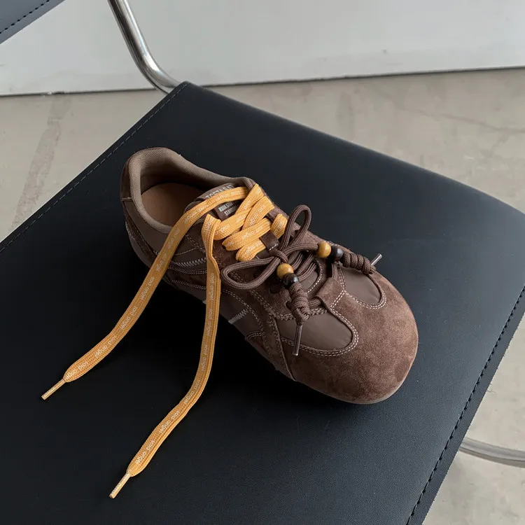 Autumn round-toe flat shoes, lace-up, pigskin, casual and comfortable, mango-toe women's shoes, 9-3h