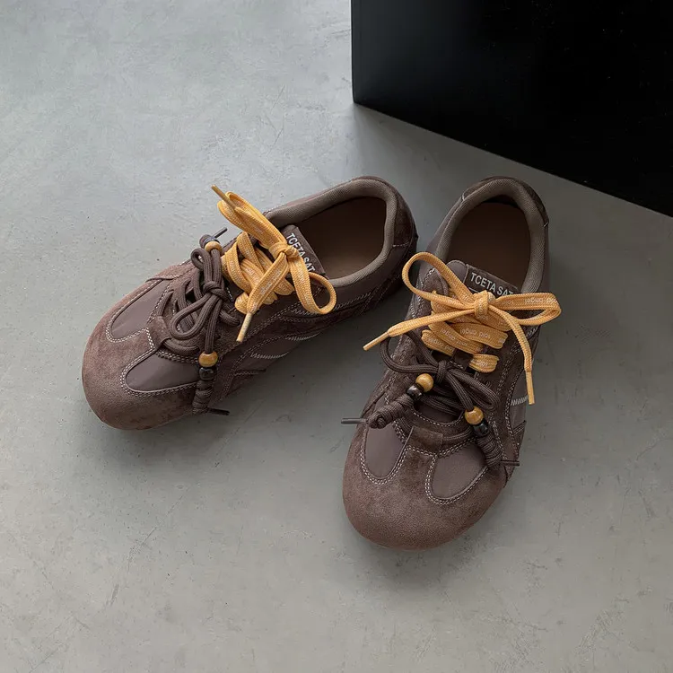 Autumn round-toe flat shoes, lace-up, pigskin, casual and comfortable, mango-toe women's shoes, 9-3h
