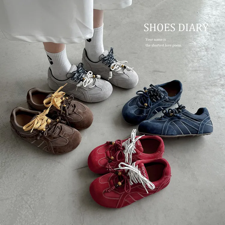 Autumn round-toe flat shoes, lace-up, pigskin, casual and comfortable, mango-toe women's shoes, 9-3h