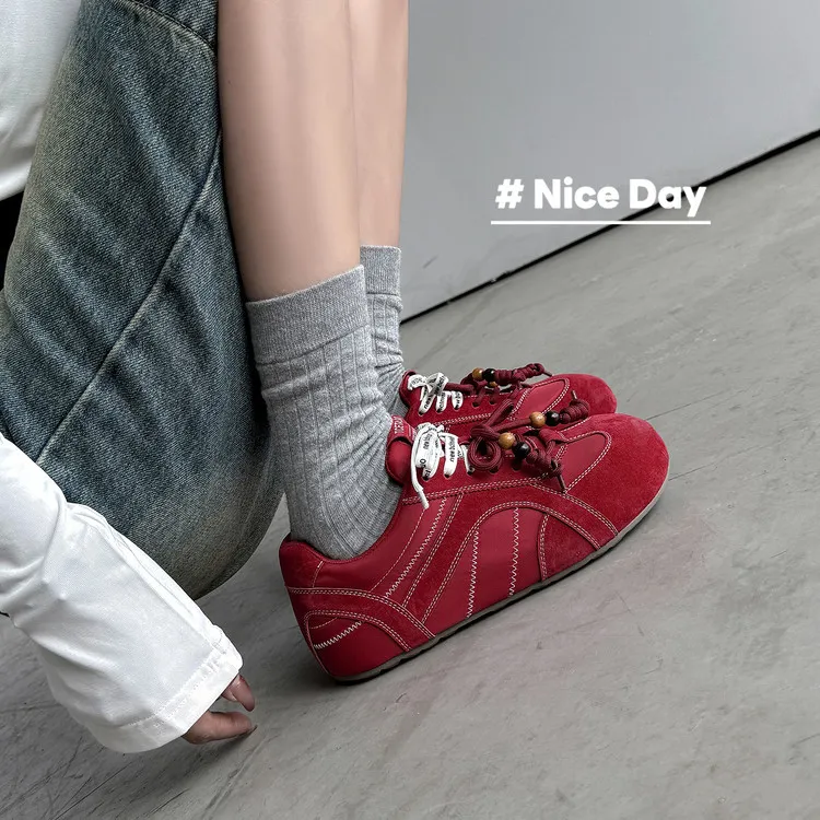 Autumn round-toe flat shoes, lace-up, pigskin, casual and comfortable, mango-toe women's shoes, 9-3h