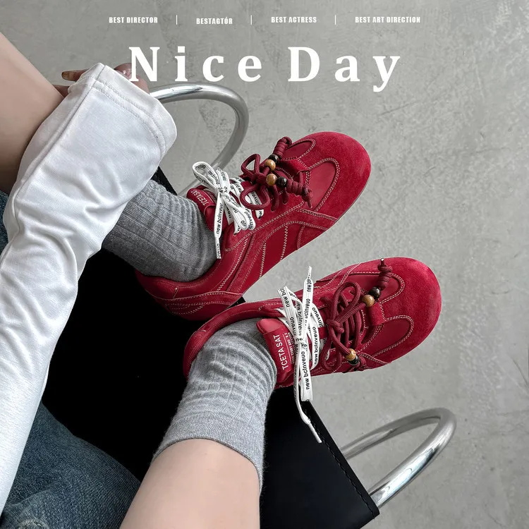 Autumn round-toe flat shoes, lace-up, pigskin, casual and comfortable, mango-toe women's shoes, 9-3h