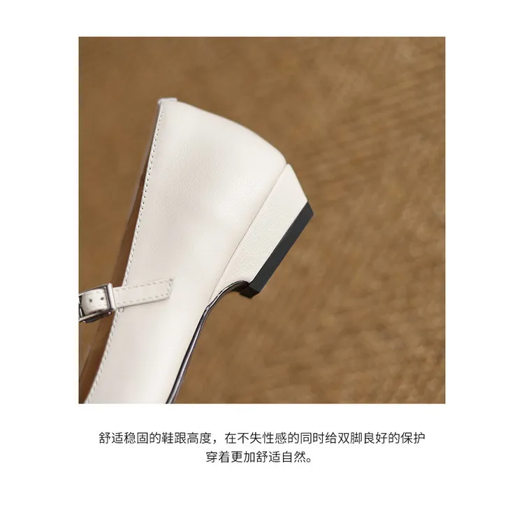 Spring/Autumn Square Toe Hollow Out Single Shoes Chunky Heel Low Heel Buckle Cowhide Fashion Women's Shoes 9-19p