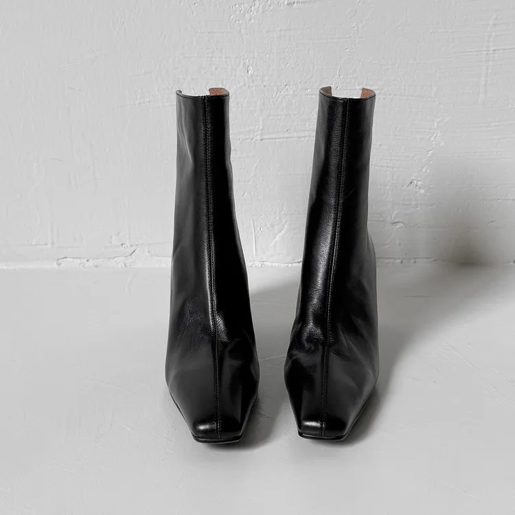 Autumn/Winter Short Boots, Square Toe, Chunky Heel, High Heel, Back Zipper, Fashion Women's Boots, 9-18f