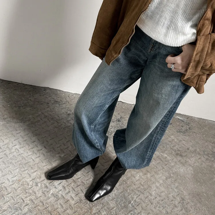 Autumn/Winter Short Boots, Square Toe, Chunky Heel, High Heel, Back Zipper, Fashion Women's Boots, 9-18f