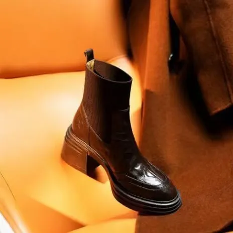 Autumn/Winter Round Toe Chunky Heel Slip-on Ankle Boots (Video ID)
