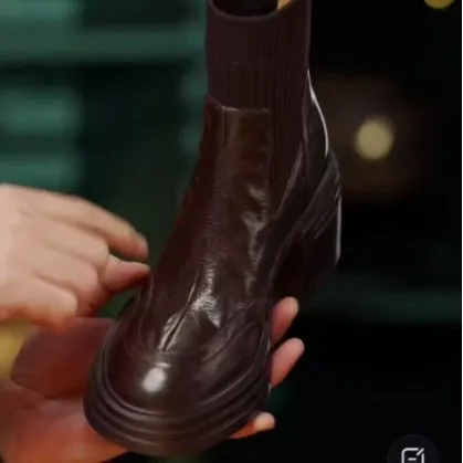 Autumn/Winter Round Toe Chunky Heel Slip-on Ankle Boots (Video ID)