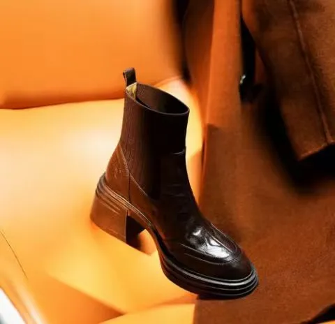 Autumn/Winter Round Toe Chunky Heel Slip-on Ankle Boots (Video ID)
