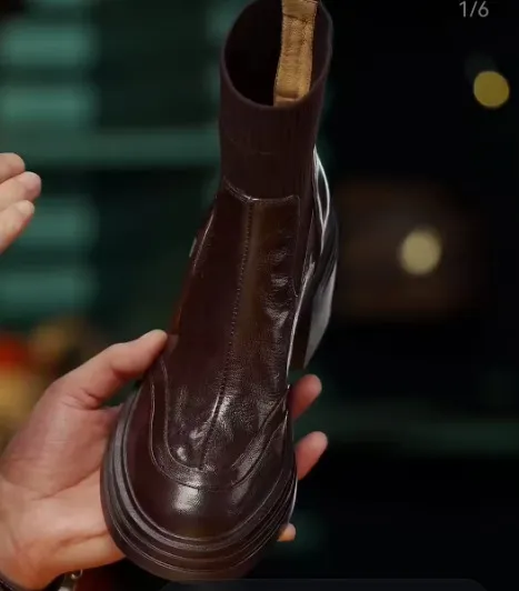 Autumn/Winter Round Toe Chunky Heel Slip-on Ankle Boots (Video ID)