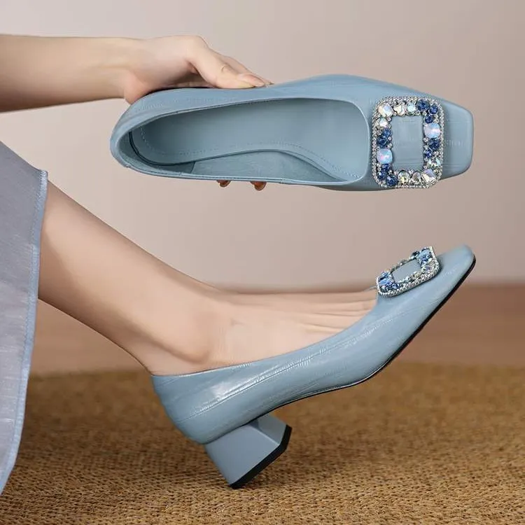 Genuine leather plus size women's mid-heel fashion shoes, cowhide stylish low-cut shoes, versatile boat shoes