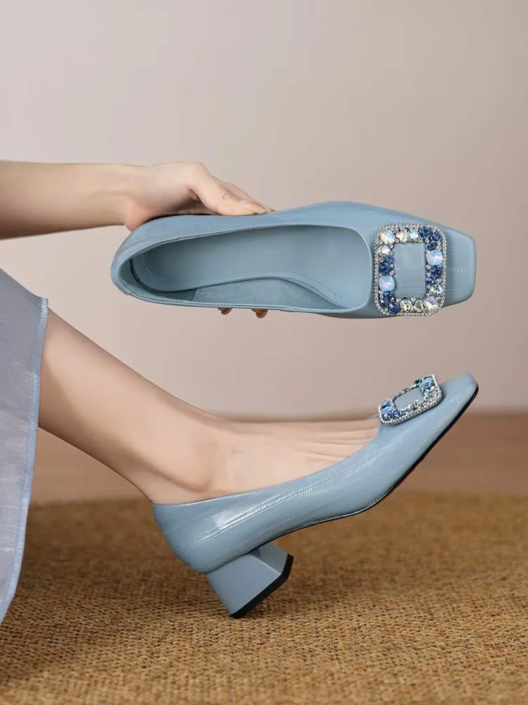 Genuine leather plus size women's mid-heel fashion shoes, cowhide stylish low-cut shoes, versatile boat shoes