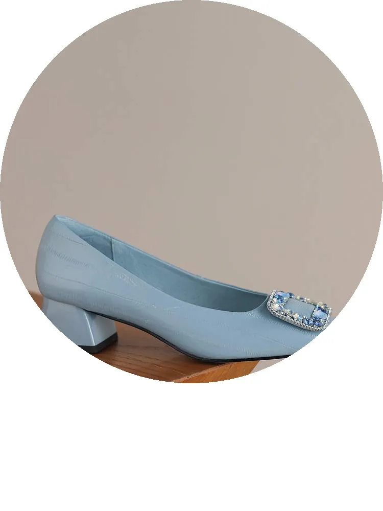 Genuine leather plus size women's mid-heel fashion shoes, cowhide stylish low-cut shoes, versatile boat shoes