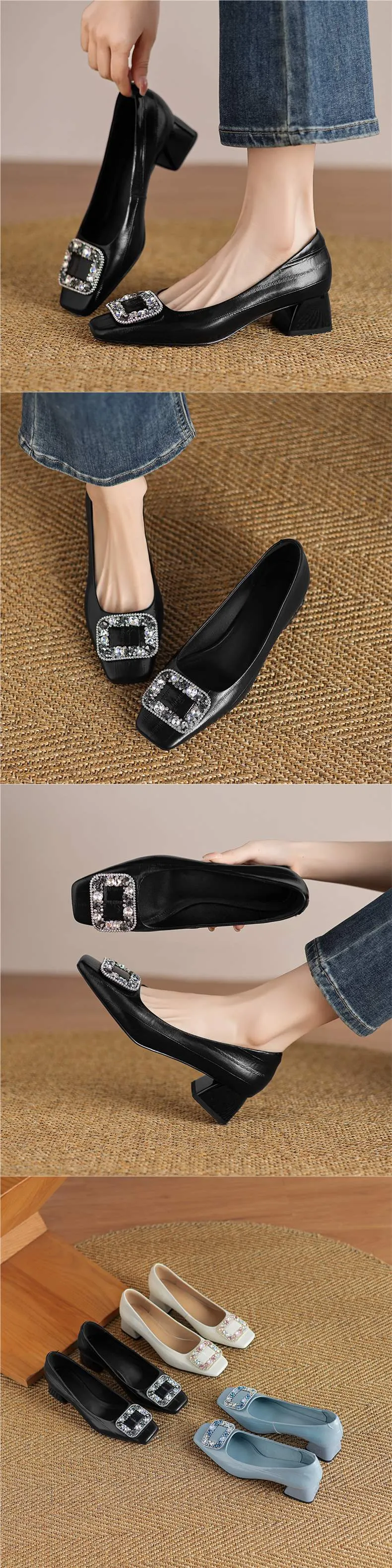 Genuine leather plus size women's mid-heel fashion shoes, cowhide stylish low-cut shoes, versatile boat shoes