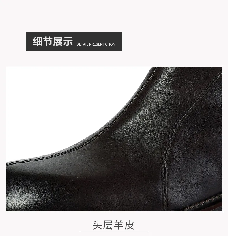 Winter round-toe snow boots, thick sole, chunky heel, high heel, back zipper, simple lamb wool women's boots