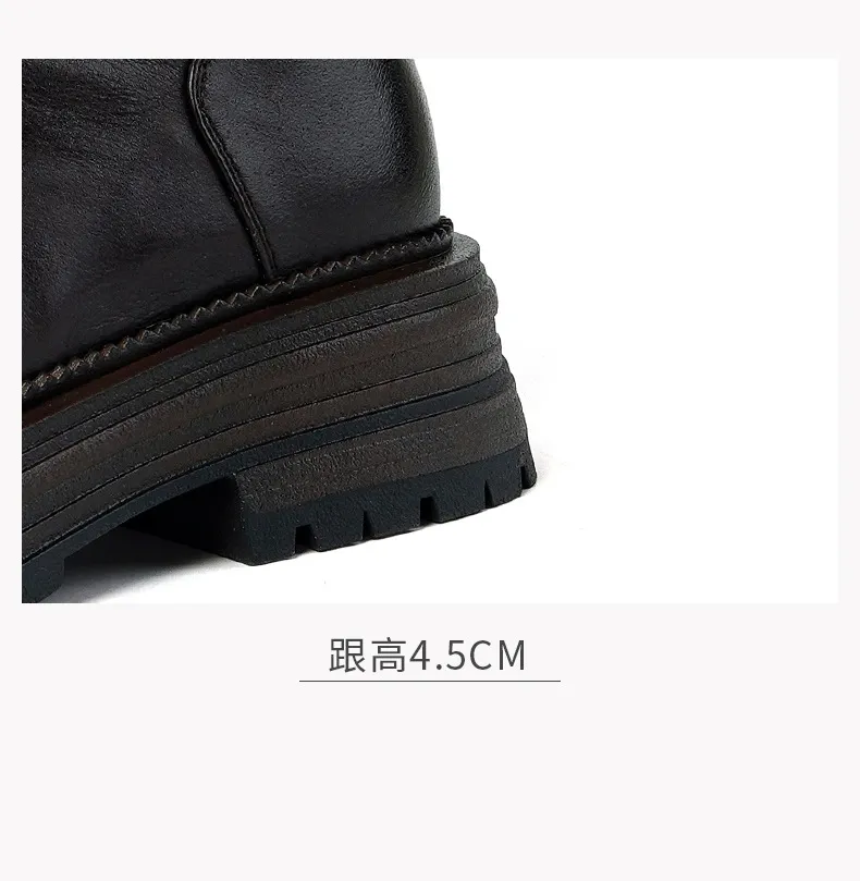 Winter round-toe snow boots, thick sole, chunky heel, high heel, back zipper, simple lamb wool women's boots
