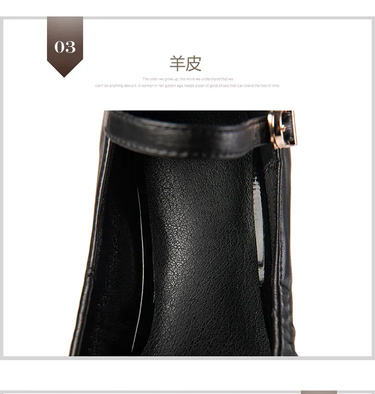 Spring/Summer/Autumn Single Shoes, Waterproof Platform Pointed Toe Cowhide Chunky Heel High Heel Buckle Fashion Shoes 11-3L