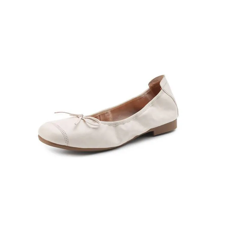 Early spring single shoes, super soft and comfortable sheepskin, two heel heights, French ballet flats with soft soles.
