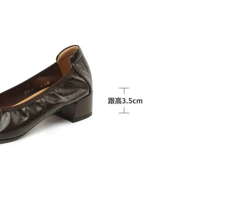 Early spring single shoes, super soft and comfortable sheepskin, two heel heights, French ballet flats with soft soles.