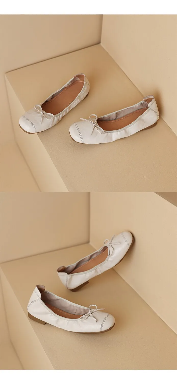 Early spring single shoes, super soft and comfortable sheepskin, two heel heights, French ballet flats with soft soles.